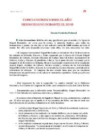 Conclusiones sobre el año Hernandiano durante 2010