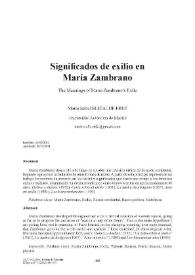 Significados de exilio en María Zambrano 