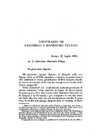 Epistolario de Farinelli y Menéndez Pelayo  