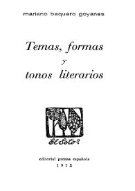 Temas, formas y tonos literarios