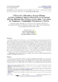 Política de cohesión y desequilibrios socioeconómicos interterritoriales en la Europa del Sur durante los últimos veinte años. Los casos de Piamonte, Comunidad Valenciana y Sicilia