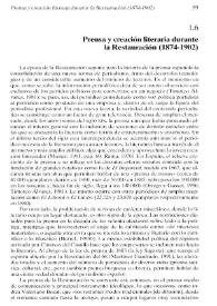 Prensa y creación literaria durante la Restauración (1874-1902)