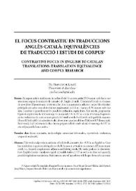 El focus contrastiu en traduccions anglès-català: equivalències de traducció i estudi de corpus 

