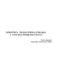 Semiótica, traducción literaria y análisis interdiscursivo