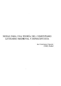 Notas para una teoría del comentario literario medieval y renacentista