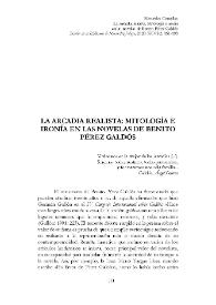 La Arcadia realista. Mitología e ironía en las novelas de Benito Pérez Galdós