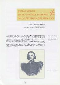 Ausiàs March en el context literari de la València del segle XV