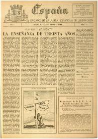 España : Órgano de la Junta Española de Liberación. Año I, núm. 27, 5 de agosto de 1944