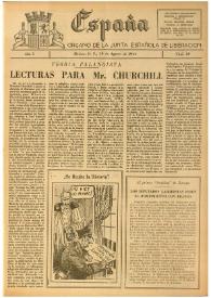 España : Órgano de la Junta Española de Liberación. Año I, núm. 29, 19 de agosto de 1944