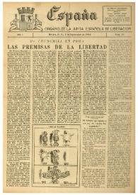 España : Órgano de la Junta Española de Liberación. Año I, núm. 31, 2 de septiembre de 1944