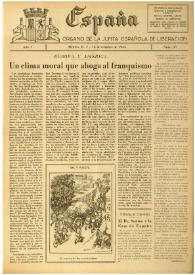 España : Órgano de la Junta Española de Liberación. Año I, núm. 37, 14 de octubre de 1944