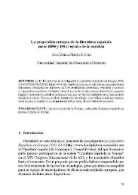 La proyección europea de la literatura española entre 1850 y 1914: estado de la cuestión