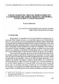 Voces ausentes. Miguel Hernández en la escritura de Pablo Neruda: memoria, evocación y legitimación