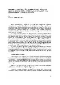 Primera aproximación a las cartas y notas de Miguel Hernández a Josefina Manresa, con una propuesta de su periodización