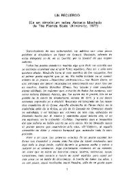 Un recuerdo (En un simpósium sobre Antonio Machado de The Florida State University, 1977)