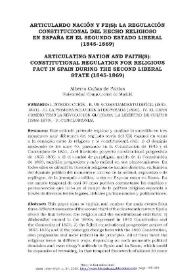 Articulando nación y fe(s): la regulación constitucional del hecho religioso en España en el segundo estado liberal (1845-1869)