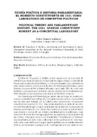 Teoría política e historia parlamentaria: el momento constituyente de 1931 como laboratorio de conceptos políticos