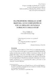 El ingenioso hidalgo José Bastida. Ecos cervantinos en la obra de Gonzalo Torrente Ballester   