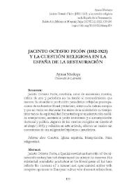 Jacinto Octavio Picón (1852-1923) y la cuestión religiosa en la España de la Restauración