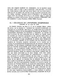 El I Coloquio de Literatura Comparada (Madrid, 3-4 de mayo de 1974)