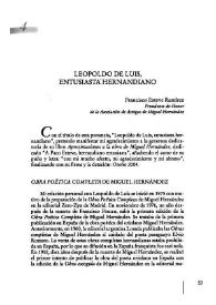 Leopoldo de Luis, entusiasta hernandiano