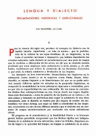 Lengua y dialecto : delimitaciones históricas y estructurales