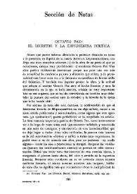 Octavio Paz: El escritor y la experiencia poética