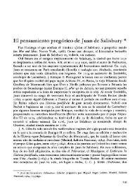 El pensamiento pregótico de Juan de Salisbury  