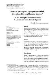 Sobre el principio de proporcionalidad. Una discusión con Horacio Spector