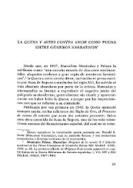 La “Quexa y aviso contra amor” como pugna entre géneros narrativos