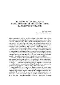 El señor de los estanques (Carta apócrifa de Clemencia Miró a la muerte de su padre)
