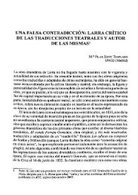 Una falsa contradicción: Larra crítico de las traducciones teatrales y autor de las mismas