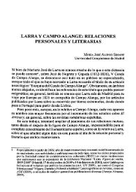 Larra y Campo Alange: relaciones personales y literarias