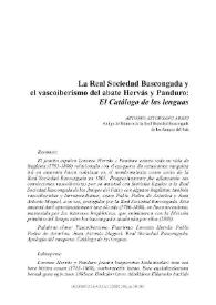 La Real Sociedad Bascongada y el vascoiberismo del abate Hervás y Panduro: 