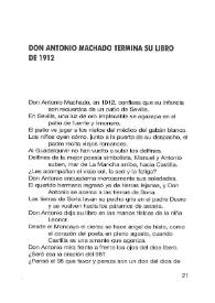 Don Antonio Machado termina su libro de 1912 