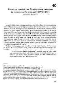 Valera en la crítica de Clarín: veinticinco años de interpretación literaria (1875-1901) 