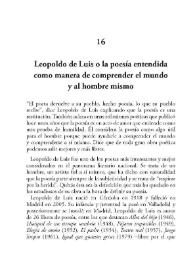 Leopoldo de Luis o la poesía entendida como manera de comprender el mundo y al hombre mismo
