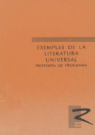 Exemples de la literatura universal : proposta de programa