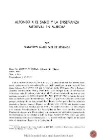 Alfonso X el Sabio y la enseñanza medieval en Murcia 