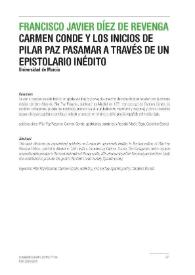 Carmen Conde y los inicios de Pilar Paz Pasamar a través de un epistolario inédito