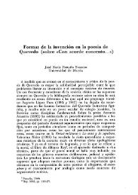 Formas de la invención en la poesía de Quevedo (Sobre “Con acorde concento...”)