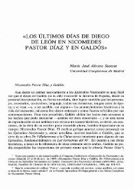 Los últimos días de Diego de León en Nicomedes Pastor Díaz y en Galdós