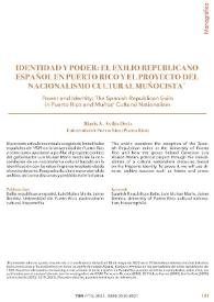 Identidad y poder: el exilio republicano español en Puerto Rico y el proyecto del nacionalismo cultural muñocista