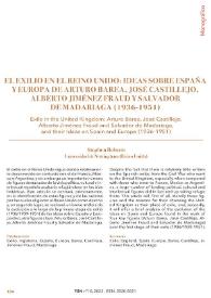 El exilio en el Reino Unido: ideas sobre España y Europa de Arturo Barea, José Castillejo, Alberto Jiménez Fraud y Salvador de Madariaga (1936-1951)