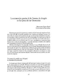 La economía agraria de la Corona de Aragón en la época de las Germanías