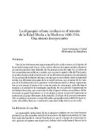 La oligarquía urbana catalana en el tránsito de la Edad Media a la Moderna 1480-1516. Una síntesis interpretativa