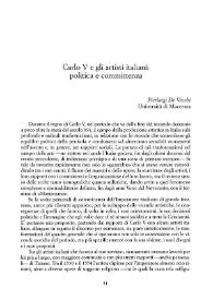 Carlo V e gli artisti italiani: politica e committenza