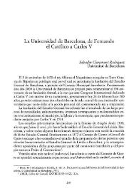 La Universidad de Barcelona, de Fernando el Católico a Carlos V