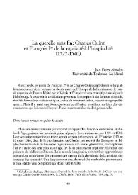 La querelle sans fin: Charles Quint et François I de la captivité à l'hospitalité (1525-1540)