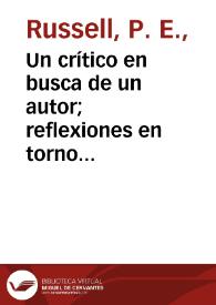 Un crítico en busca de un autor; reflexiones en torno a un reciente libro sobre Fernando de Rojas